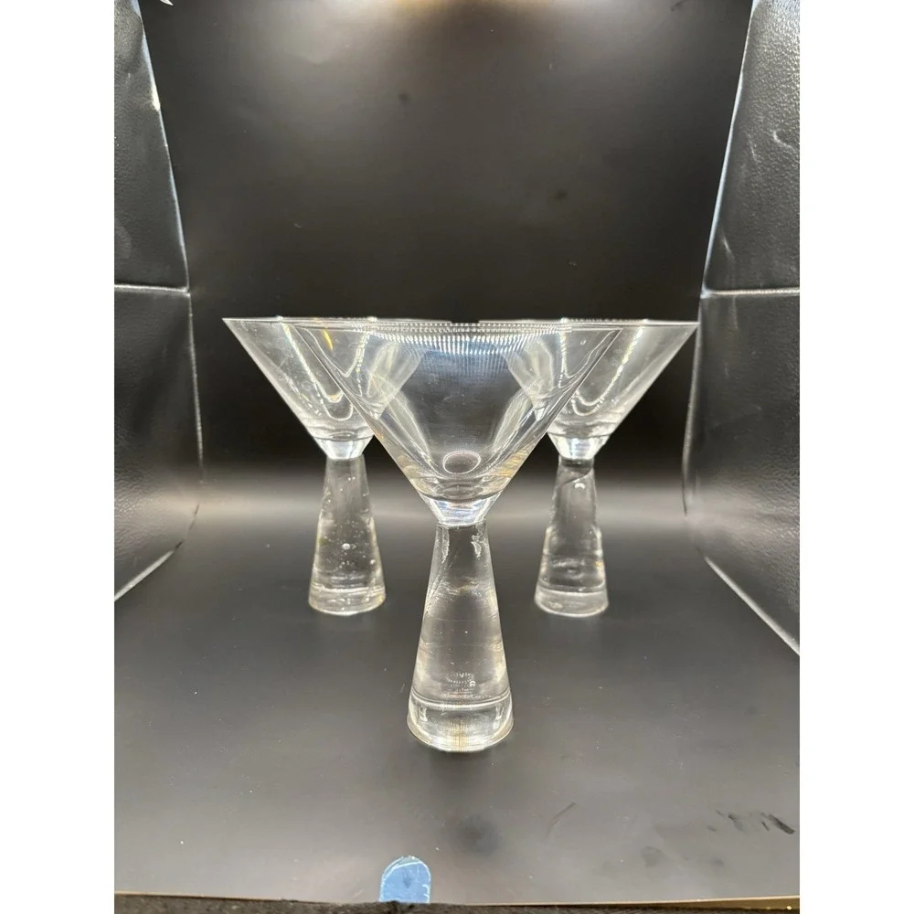 3 Artland Prescott Martini Glasses Clear Crystal Stems, 7